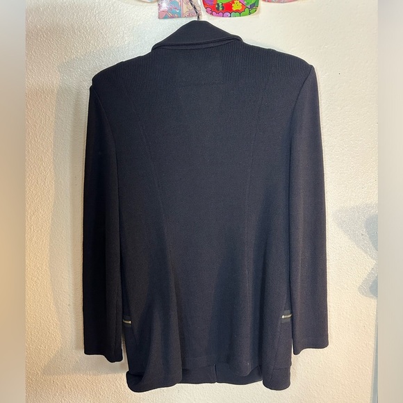 St. John by Marie Gray Black Jacket Blazer Zip Front Knit Women’s Size 4 - Picture 4 of 9
